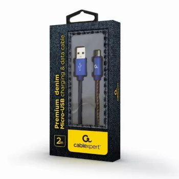 GEMBIRD Cavo Micro-USB Premium Jeans (denim) con connettori in metallo, 2 m, blu