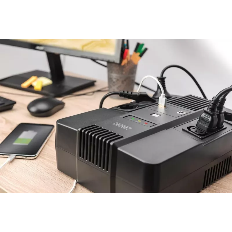 UPS ALLINONE DIGITUS 600VA/360W LED 12V 7AH 4XCEE 7/7 3XIEC C13 USB RJ45