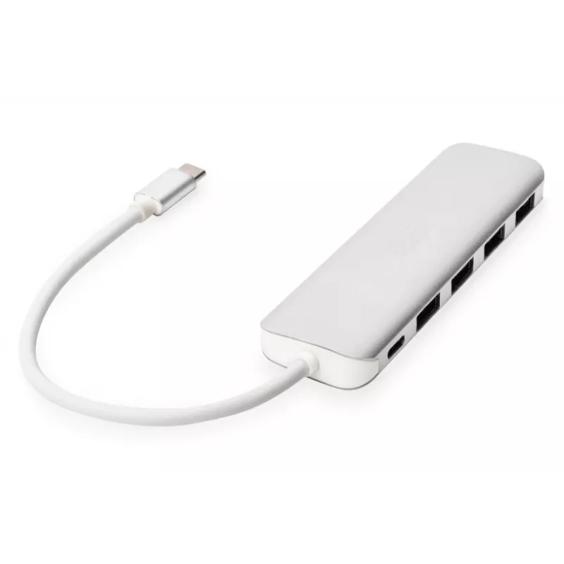 DIGITUS hub USB-C 4 porte PD 4x USB 3.0, 1x ricarica PD, grigio