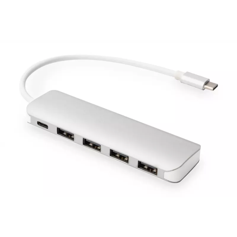 DIGITUS hub USB-C 4 porte PD 4x USB 3.0, 1x ricarica PD, grigio