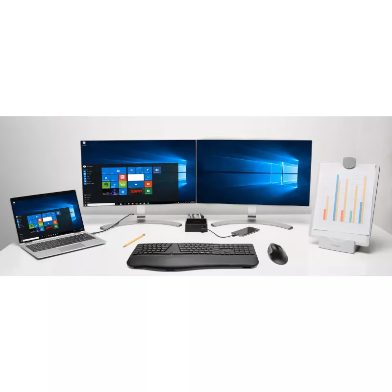 Kensington Pro Fit Ergo mouse wireless – nero, per destrimani, RF Wireless + Bluetooth, 1600 DPI, nero