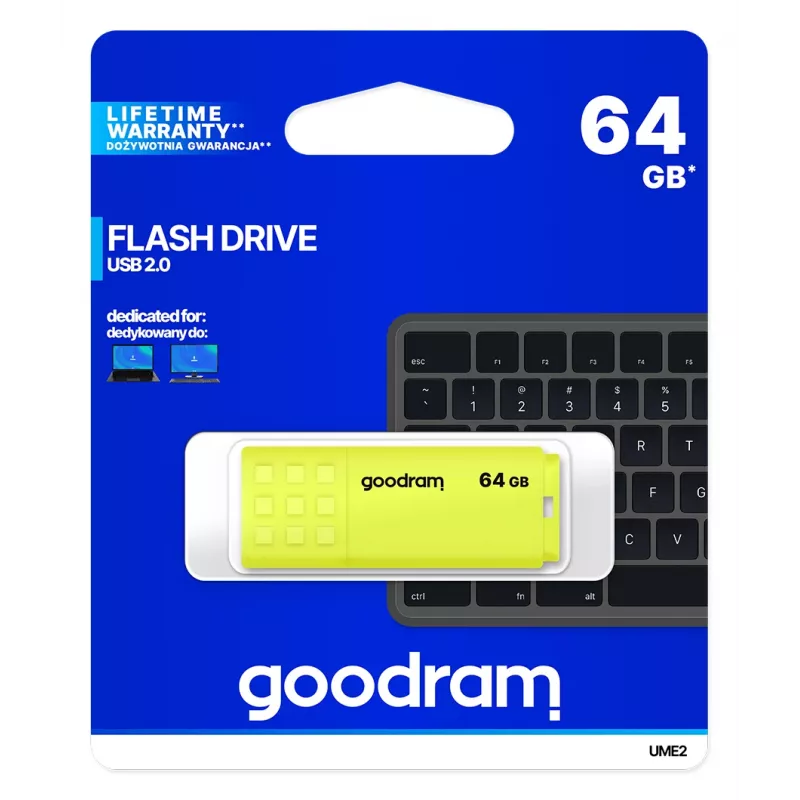 Chiavetta USB GOODRAM UME2 64 GB USB Type-A 2.0, giallo, senza cappuccio, plastica