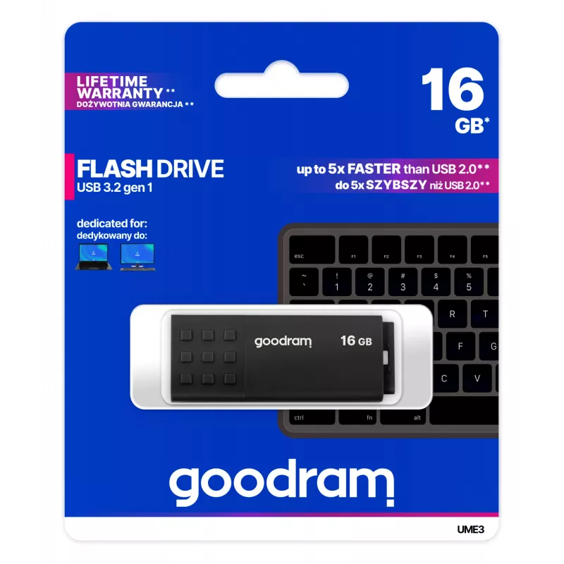Chiavetta USB GOODRAM UME3 16 GB USB Type-A 3.2 Gen 1 (USB 3.0), nero, 60/20 MB/s