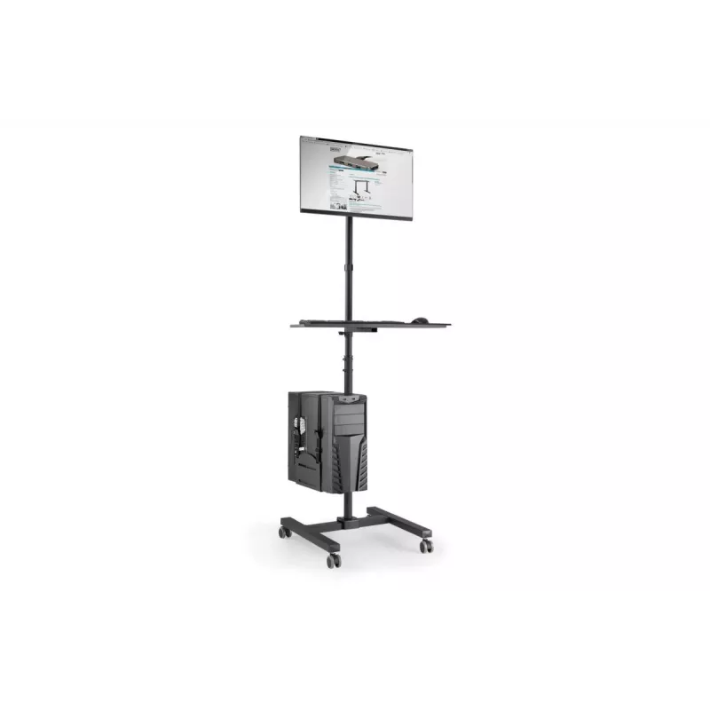 Postazione di lavoro mobile DIGITUS (supporto monitor, supporto PC) portata max 8 kg, schermo 32 inch – nero