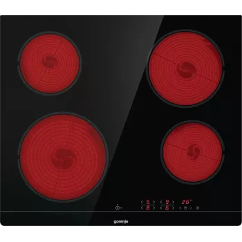 Piano cottura in ceramica da incasso Gorenje ECT641BSC, 60 cm, 4 zone, controllo touch, nero