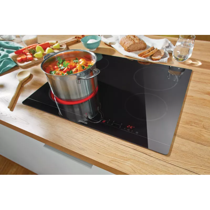 Piano cottura in ceramica da incasso Gorenje ECT641BSC, 60 cm, 4 zone, controllo touch, nero