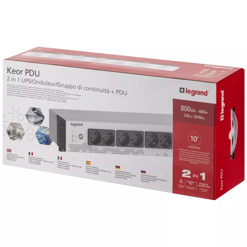 Legrand Keor PDU 310331 UPS, 800 VA / 480 W, off-line (standby), 8 prese IEC C13, rack