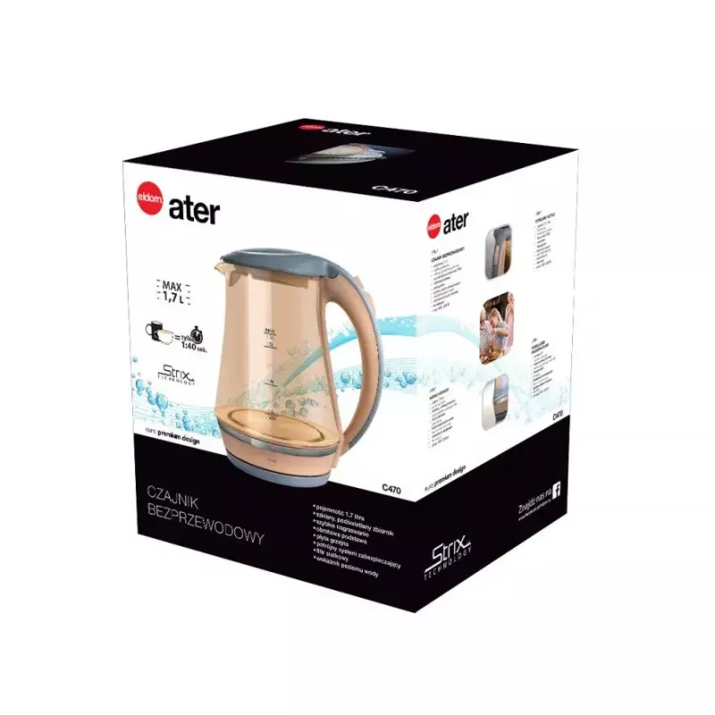 Bollitore elettrico ELDOM 1,7 l 2200 W trasparente