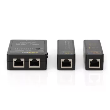 Tester per cavi DIGITUS, rete, RJ45, BNC unità principale, unità remota, tester PoE, con valigetta