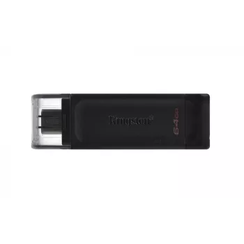 Kingston Technology DataTraveler 64GB USB-C 3.2 Gen 1 70, 64 GB, USB Type-C, 3.2 Gen 1 (3.1 Gen 1), con cappuccio, 7 g, nero