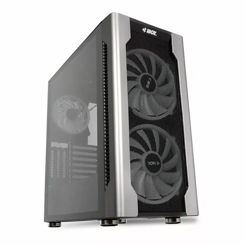 Case PC IBOX Chiron ZH68 Gaming, mid tower ATX, supporto EATX, nero, finestra laterale, illuminazione