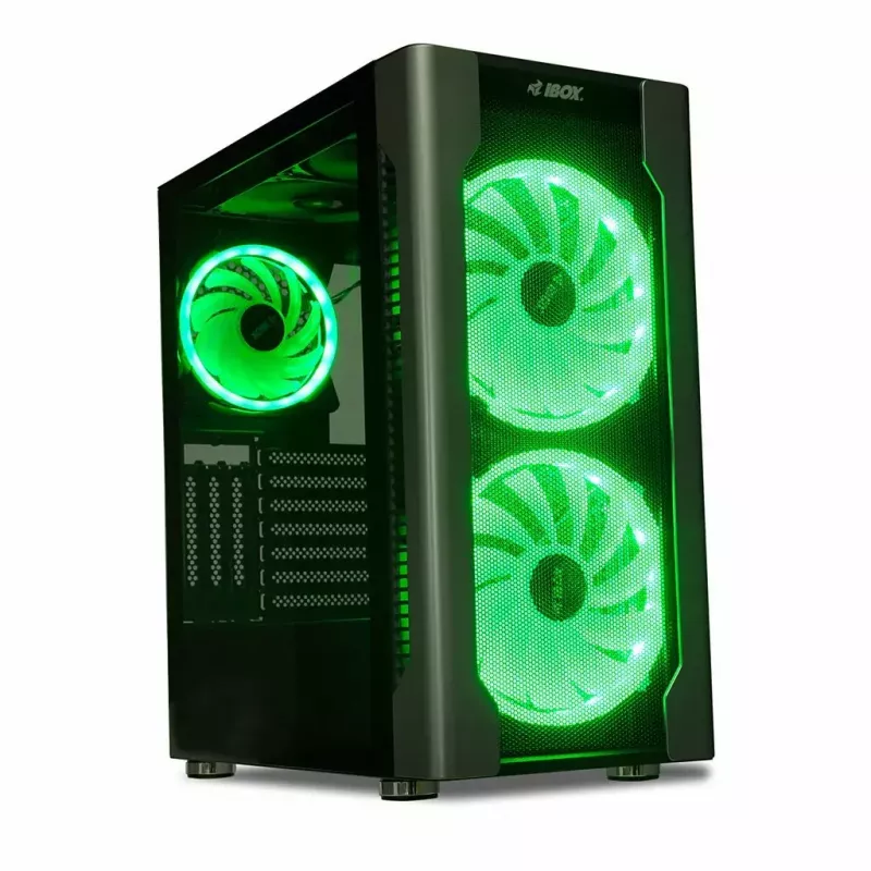 Case PC IBOX Chiron ZH68 Gaming, mid tower ATX, supporto EATX, nero, finestra laterale, illuminazione