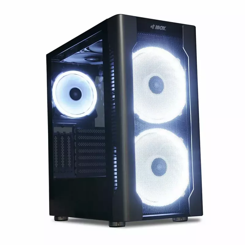 Case PC IBOX Chiron ZH68 Gaming, mid tower ATX, supporto EATX, nero, finestra laterale, illuminazione