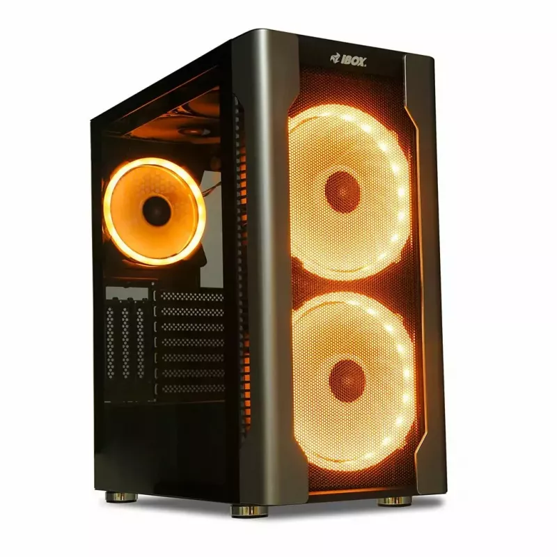 Case PC IBOX Chiron ZH68 Gaming, mid tower ATX, supporto EATX, nero, finestra laterale, illuminazione