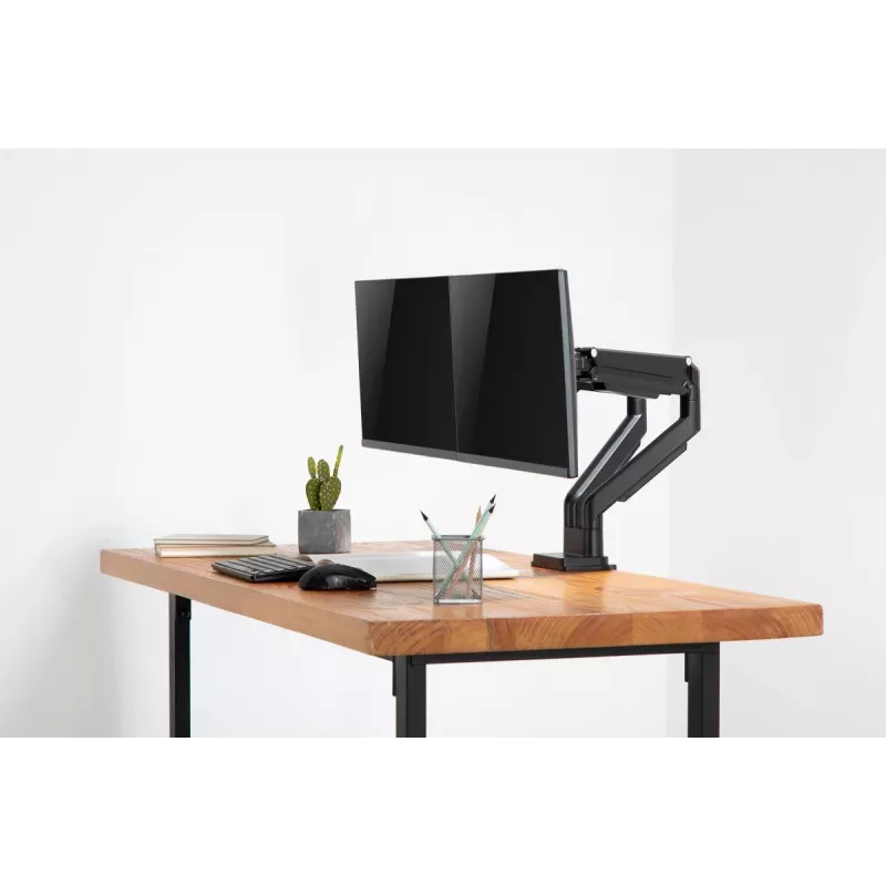 DIGITUS supporto universale a morsa per doppio monitor con molla a gas 17-32