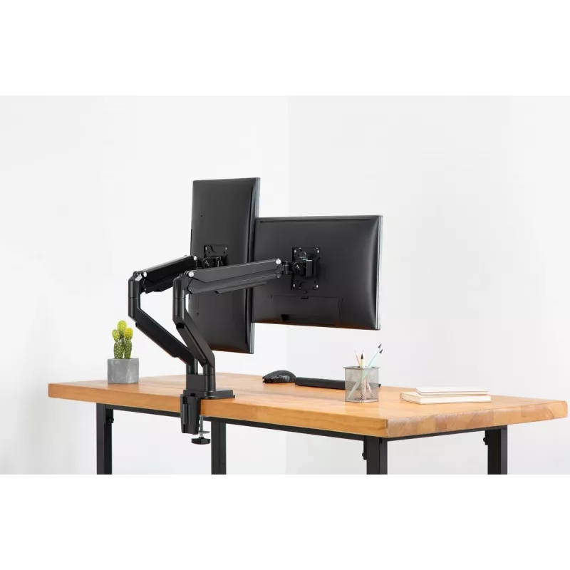 DIGITUS supporto universale a morsa per doppio monitor con molla a gas 17-32