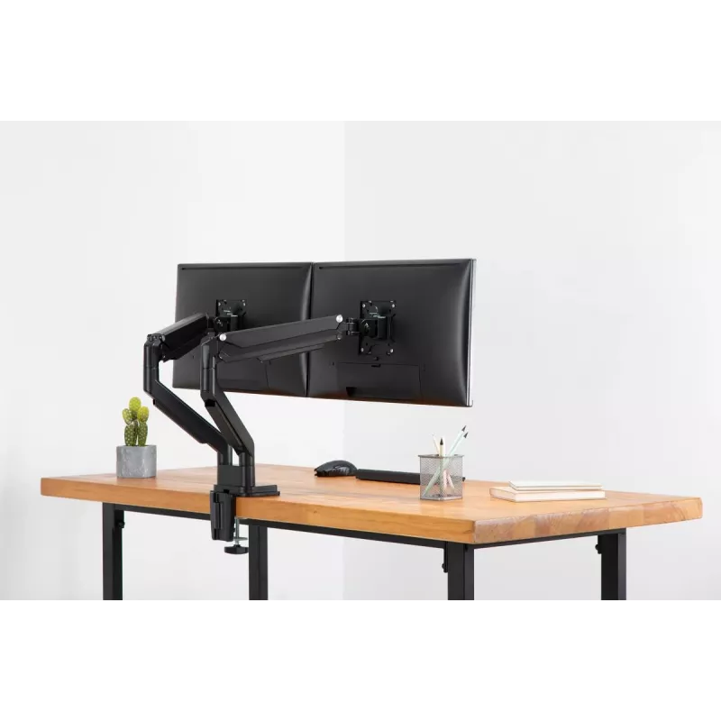 DIGITUS supporto universale a morsa per doppio monitor con molla a gas 17-32