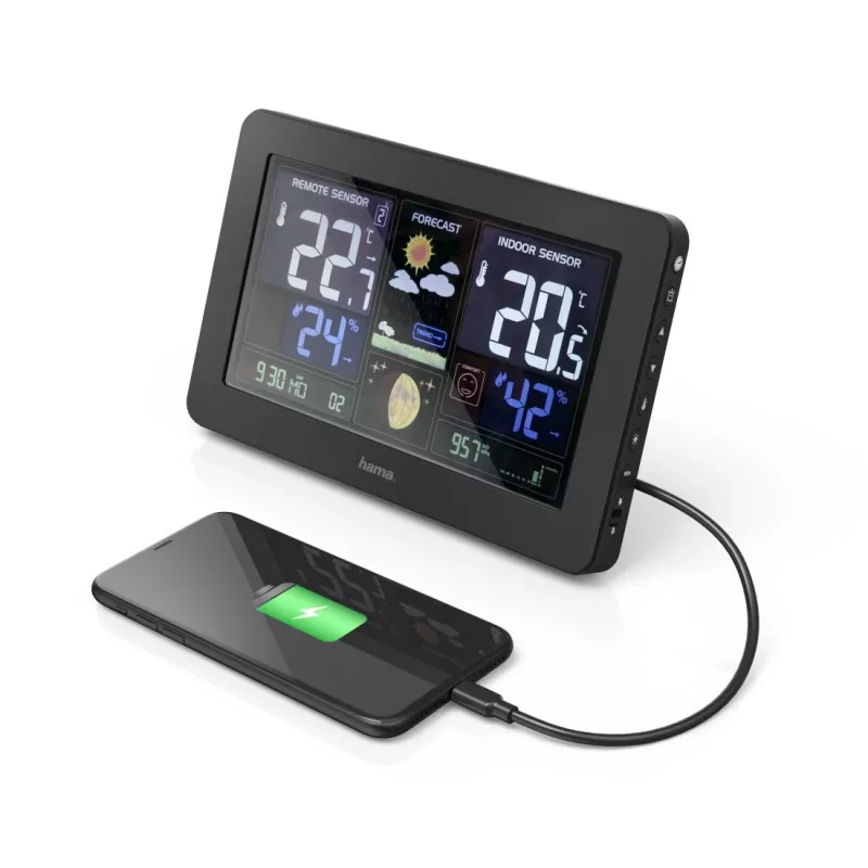 Stazione meteo a batteria Hama Premium Black 00186380