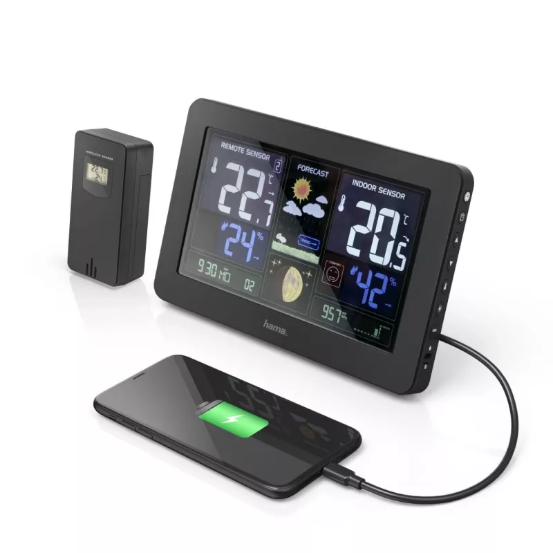 Stazione meteo a batteria Hama Premium Black 00186380