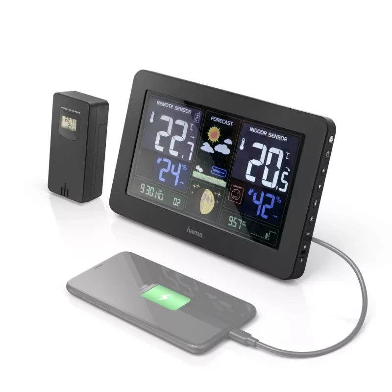 Stazione meteo a batteria Hama Premium Black 00186380