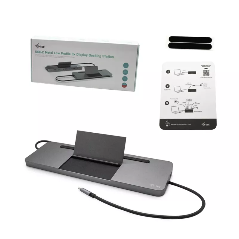 Docking station ergonomica in metallo i-tec USB-C 4K 3x display + Power Delivery 85 W