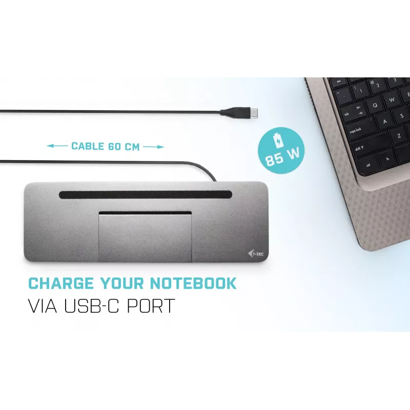 Docking station ergonomica in metallo i-tec USB-C 4K 3x display + Power Delivery 85 W
