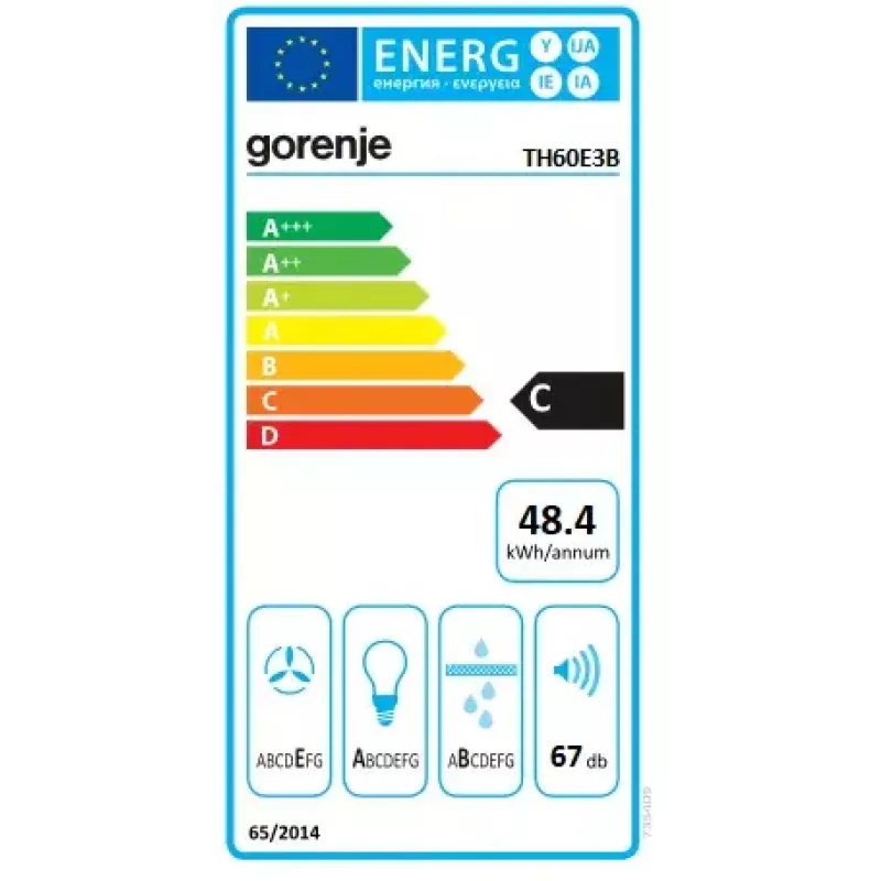 Cappa aspirante Gorenje TH60E3B da sottopensile (estraibile) nero 350 m³/h