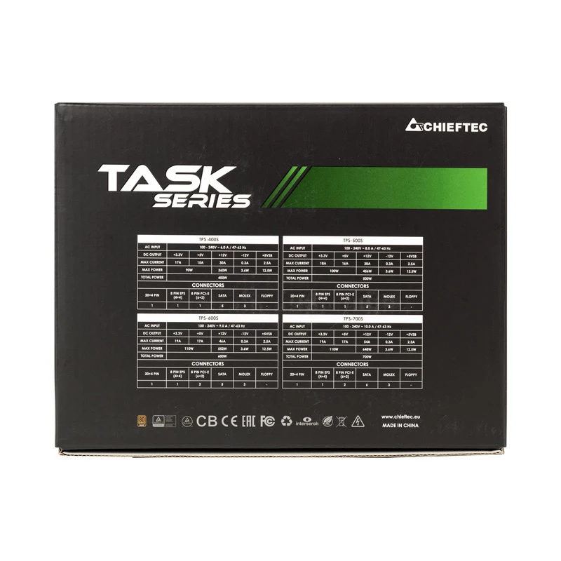 Alimentatore Chieftec Task TPS-600S 600 W 20+4 pin ATX ATX nero