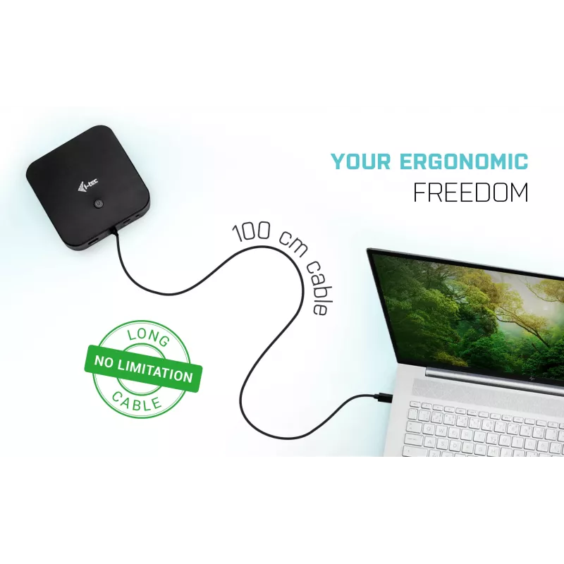 Docking station i-tec USB-C Dual Display con Power Delivery 100 W + caricabatterie universale 100 W