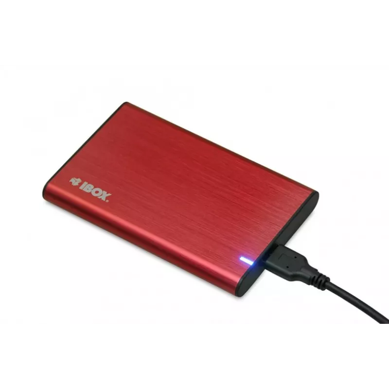 Case HDD/SSD IBOX HD-05 rosso 2,5 inch — USB 3.2 Gen 1 (5 Gbit/s), JMicron JMS578, fino a 10 TB