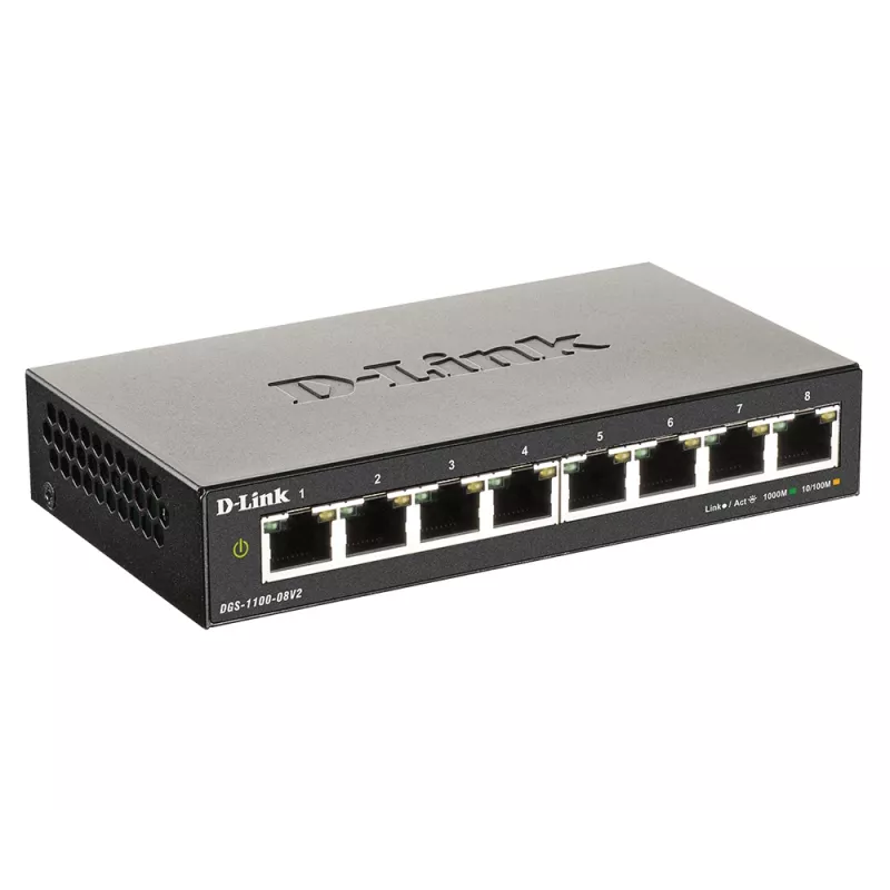 D-Link DGS-1100-08V2 Managed L2 Gigabit Ethernet (10/100/1000) nero