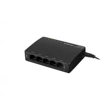 Switch di rete non gestito LANBERG DSP3-1005-60W, 5x Gigabit RJ-45, 4x PoE+ (60 W totali), switching 10 Gbit/s