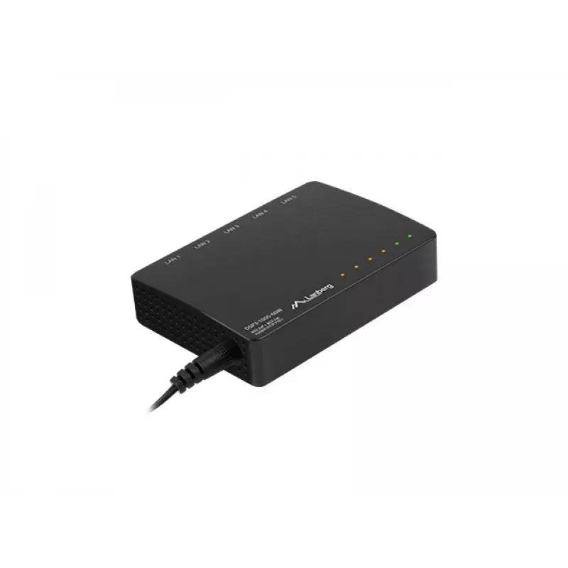 Switch di rete non gestito LANBERG DSP3-1005-60W, 5x Gigabit RJ-45, 4x PoE+ (60 W totali), commutazione 10 Gbit/s