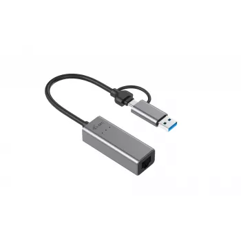 Adattatore i-tec Metal USB-C/USB-A 2.5Gbps Ethernet, con filo, USB Type-A/USB Type-C, Ethernet, 2500 Mbit/s, grigio