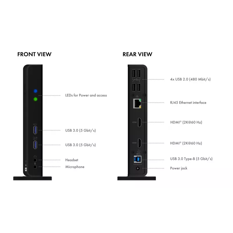 ICY BOX IB-DK2251AC con filo USB 3.2 Gen 2 (3.1 Gen 2) Type-A nero