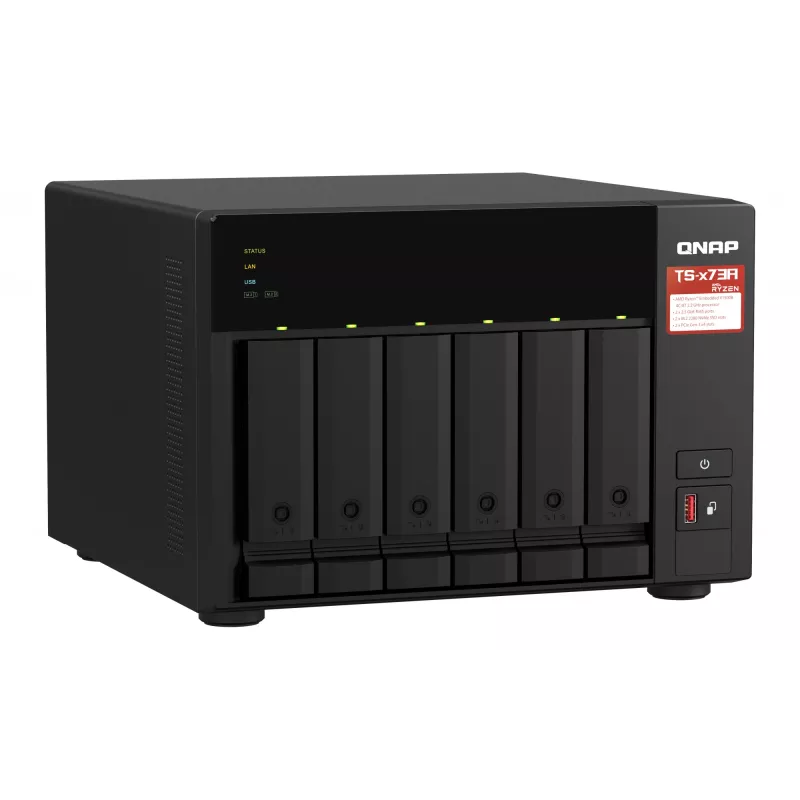 QNAP TS-673A NAS Tower Ryzen Embedded V1500B 8 GB DDR4 0 TB QNAP Turbo System nero