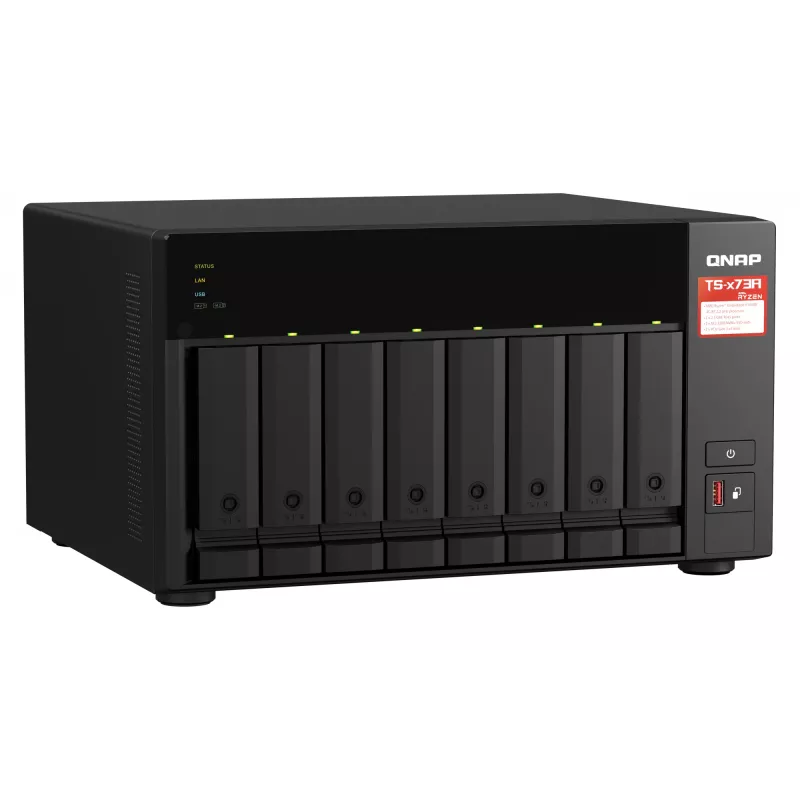 QNAP TS-873A NAS Tower Ryzen Embedded V1500B 8 GB DDR4 0 TB QNAP Turbo System nero