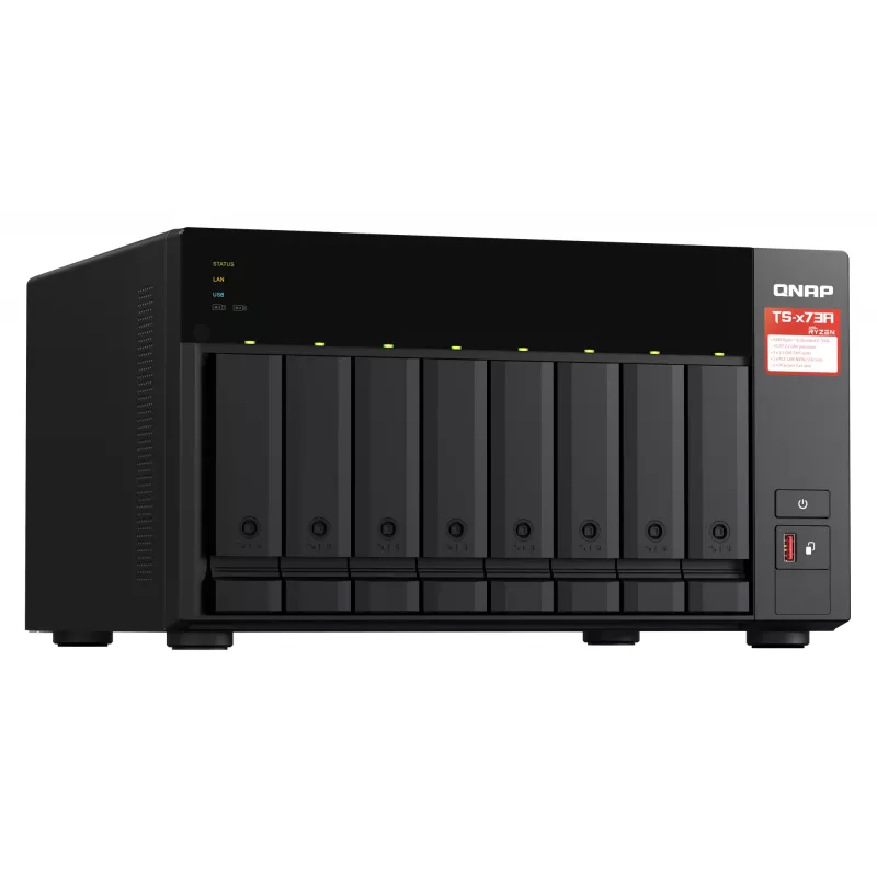 QNAP TS-873A NAS Tower Ryzen Embedded V1500B 8 GB DDR4 0 TB QNAP Turbo System nero