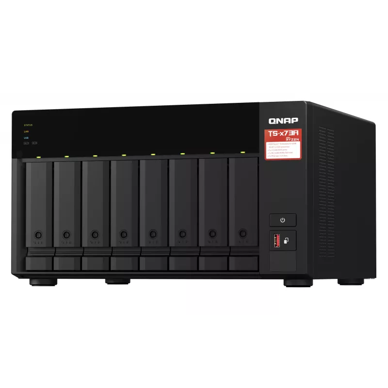 QNAP TS-873A NAS Tower Ryzen Embedded V1500B 8 GB DDR4 0 TB QNAP Turbo System nero