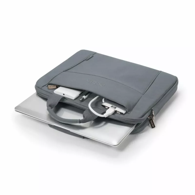 DICOTA Eco schlank Case Base – Borsa per notebook 13–14,1 pollici – Grigio / 300d RPET Poliestere