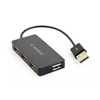 Hub USB Gembird UHB-U2P4-04 – 4 porte USB 2.0, Plug-and-Play, nero, 480 Mbit/s
