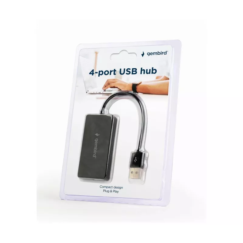 Hub USB Gembird UHB-U2P4-04 – 4 porte USB 2.0, Plug-and-Play, nero, 480 Mbit/s