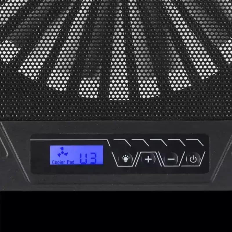 Base di raffreddamento per notebook ESPERANZA EGC101 — 1 ventola 18 cm, 76 cfm, 800 giri/min, 5 posizioni in altezza, LCD, alimentazione USB