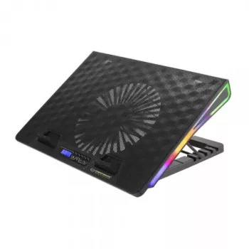 Base di raffreddamento per notebook ESPERANZA EGC101 — 1 ventola 18 cm, 76 cfm, 800 giri/min, 5 posizioni in altezza, LCD, alimentazione USB