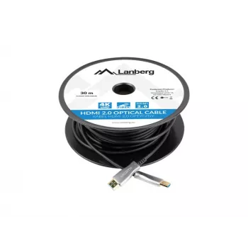 Cavo HDMI LANBERG CA-HDMI-20FB-0300-BK — 30 m, HDMI Type-A maschio su maschio, HDMI 2.0, 18 Gbit/s, 4K@144Hz, HDR, ARC, Ethernet, nero