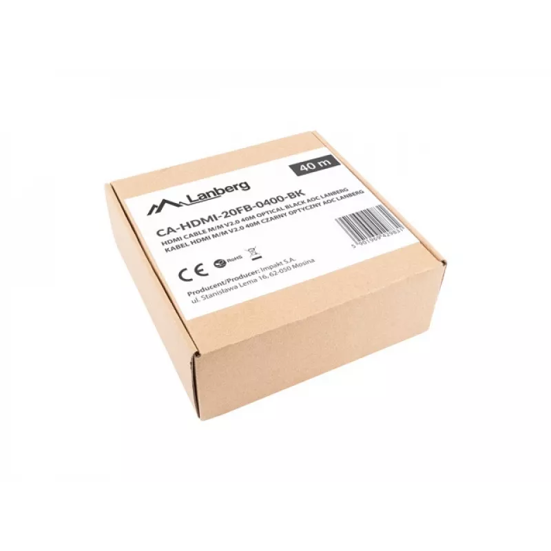 Lanberg CA-HDMI-20FB-0400-BK cavo HDMI 2.0 ottico attivo (AOC), 40 m, tipo A maschio-maschio, 4K 60 Hz (3840x2160), 18 Gbit/s, Ethernet, nero