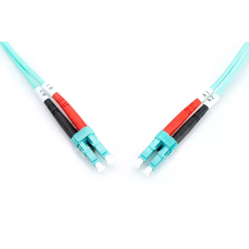 Cavo patch in fibra ottica DIGITUS, LC su LC multimodale 50/125 µ, duplex lunghezza 2m classe OM3