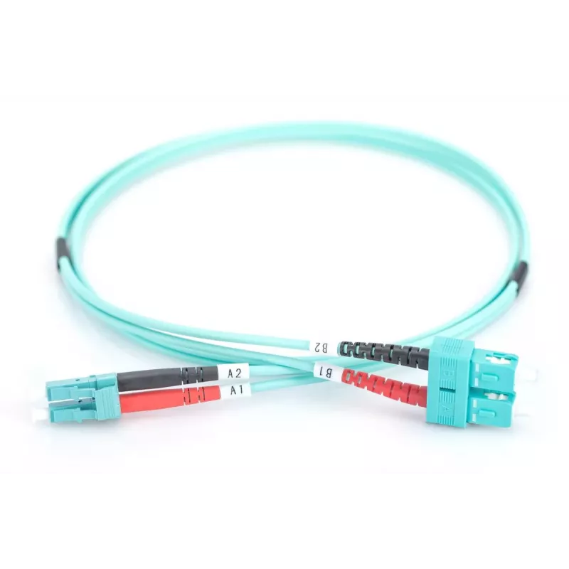 Cavo patch in fibra ottica DIGITUS, LC su SC multimodale 50/125 µ, duplex lunghezza 3m classe OM3