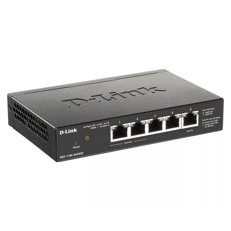 Switch smart managed D-Link 5 porte Gigabit PoE con 1 porta PD
