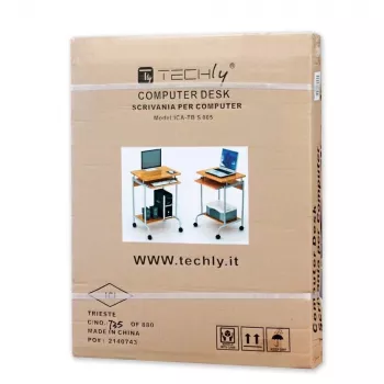 Scrivania per computer TECHLY Compact ICA-TB S005 — scrivania compatta, piano in MDF, cassetto per tastiera, ruote, 600×450×750 mm, faggio